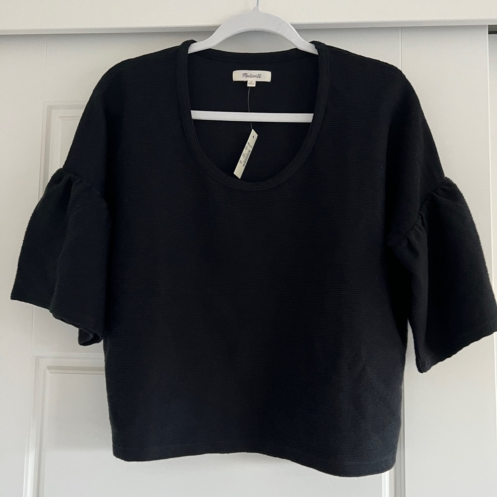 Madewell Women’s Knit Peplum Sleeve Blouse Size S NWT